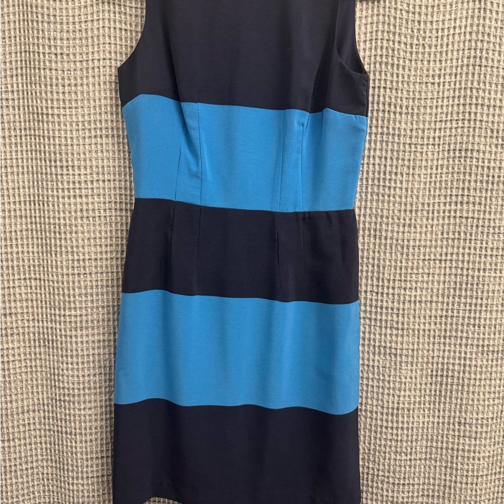 Elegant Black and Blue Striped Dress